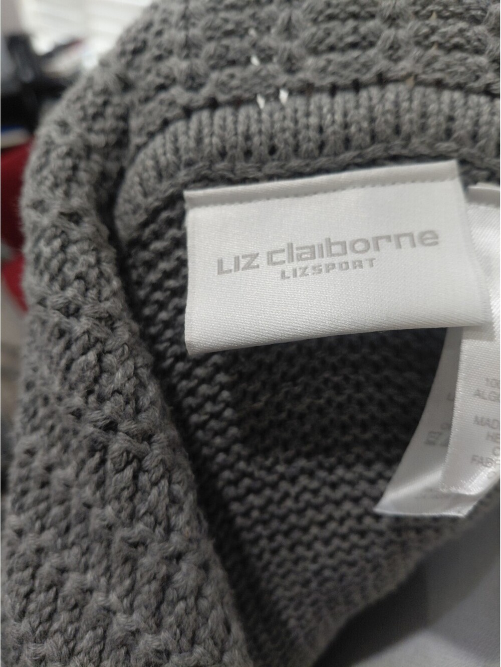 Liz Claiborne Lizwear Small gray ribbed stretch full zip jacket sweater - Picture 5 of 8